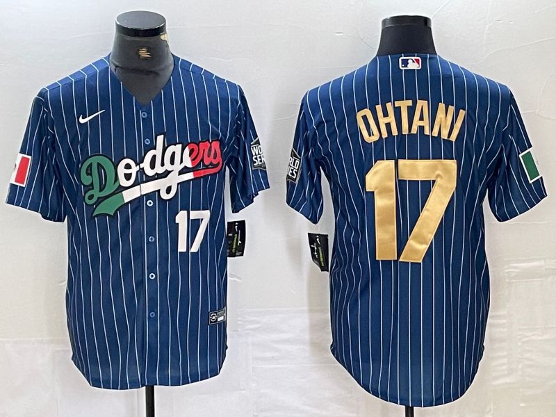 Men Los Angeles Dodgers #17 Ohtani Blue Stripe Nike Game MLB Jersey style 31->los angeles dodgers->MLB Jersey